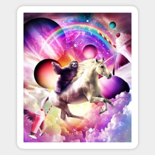 Sloth Riding Unicorn in a Magical Universe Sticker